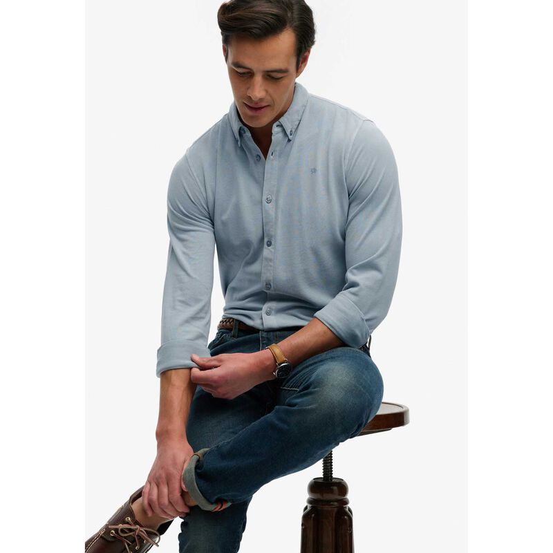 Superdry Vintage Destroy Pique Long Sleeve Shirt image number 2